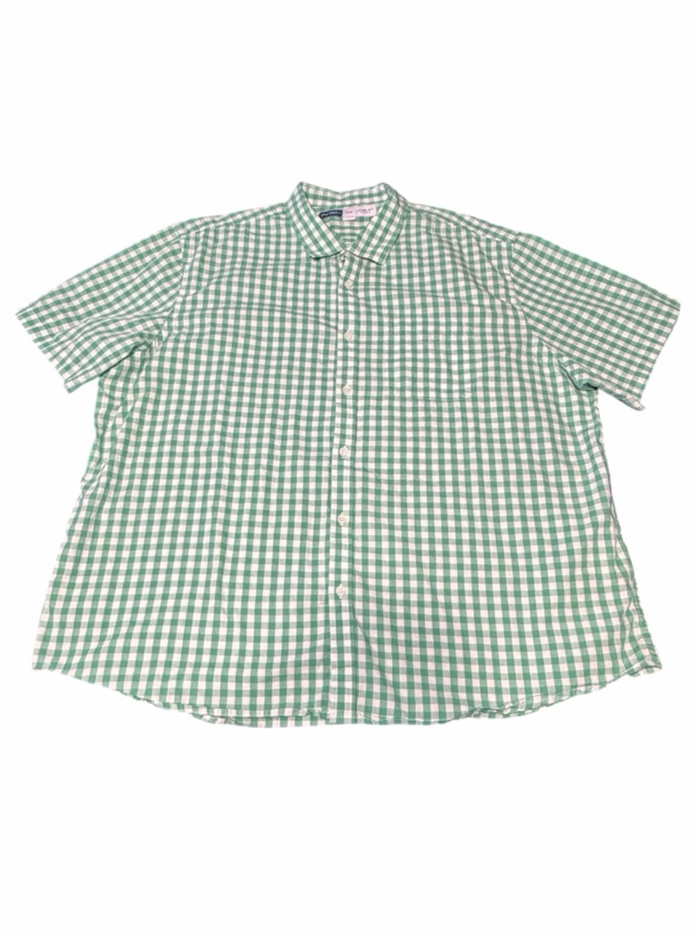 Old Navy Green and White Gingham Short-Sleeve Button-Down Shirt